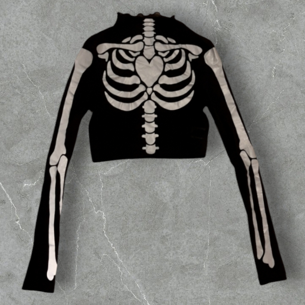 Reflecting Skeleton Mesh Crop Top